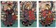 Japan: Ukiyo-e triptych showing three courtesans (shin yoshiwara). Left section: Hanamurasak from Tamaya house on Edo Street. Center section: Sugatano from Ebiya house on Kyo Street. Right section: Shigeoka from Okamotoya house on Kyo Street